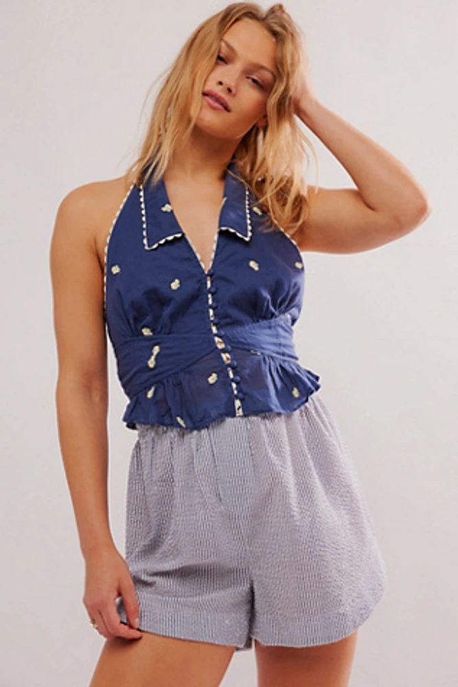 May Embroidered Halter Top