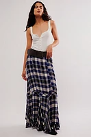 Bordeaux Plaid Maxi Skirt