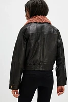 Teddy Collar Leather Jacket