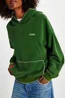 Found Stitched Border Distressed Hoodie