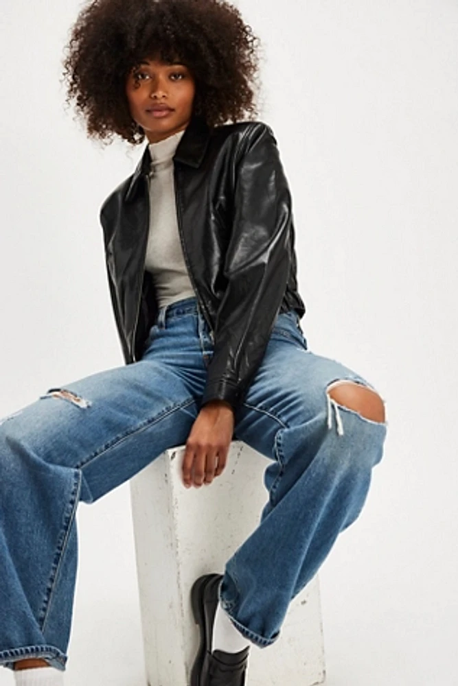 AGOLDE x Shoreditch Ski Club Essie Leather Cropped Jacket