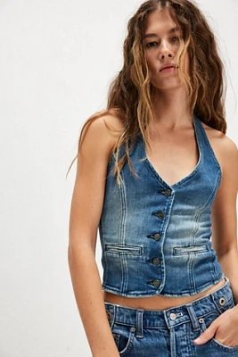 OneTeaspoon Gritty Blue Denim Halter Top