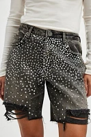 Jackson Embellished Mid Waist Jean Shorts