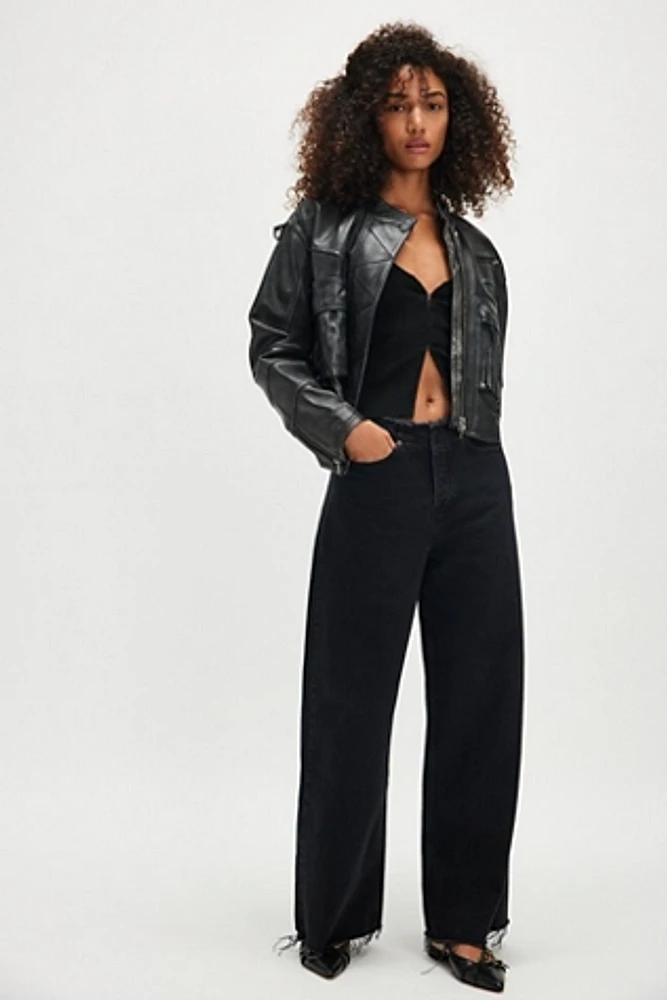 FRAME Le Low Cut Baggy Wide-Leg Jeans