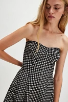 Norma Kamali Grace Houndstooth Strapless Mini Dress