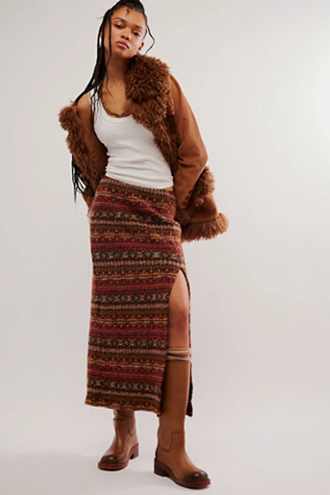 Anna Sui Knit Slit Maxi Skirt