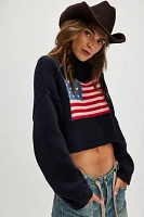 Denimist American Flag Cropped Sweater