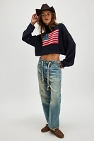 Denimist American Flag Cropped Sweater