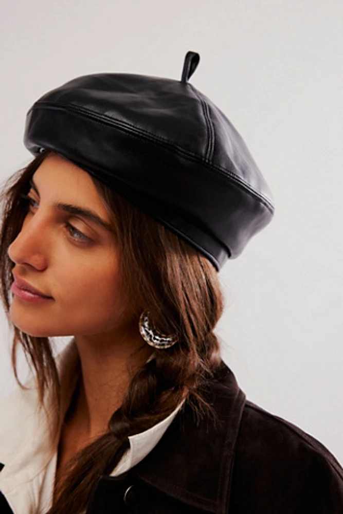 Ginger Vegan Leather Beret