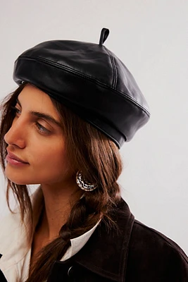 Ginger Vegan Leather Beret