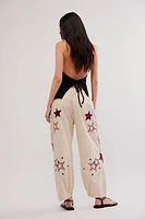 Aria Embroidered Pull-On Pants