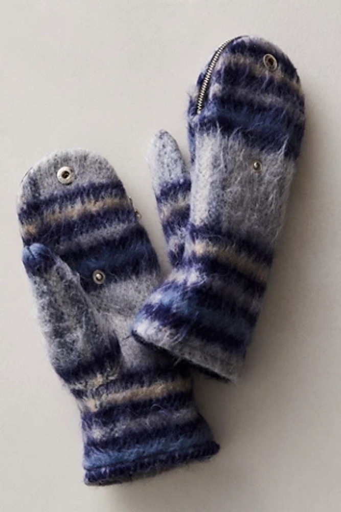 Flannel Zip Open Mittens