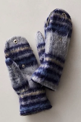 Flannel Zip Open Mittens