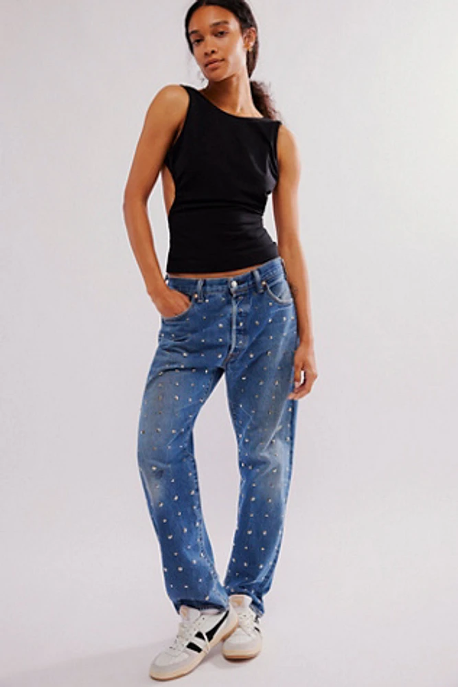 Tricia Fix Studded Straight-Leg Jeans