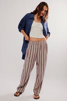 Preppy Striped Pull-On Pants