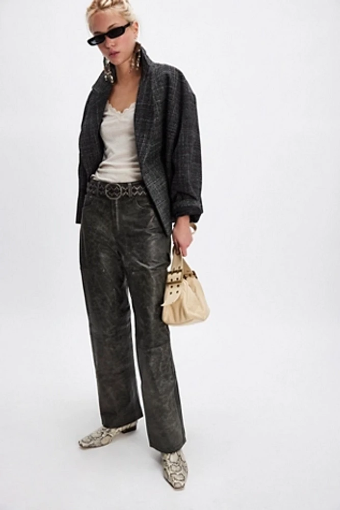 FOUND Distressed Leather Carpenter Pants