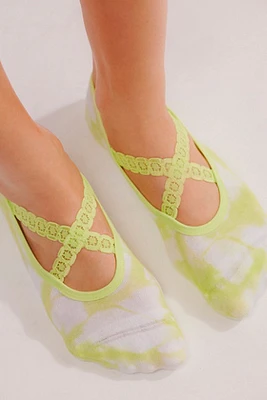 Chloe Lime Tie Dye Grip Socks