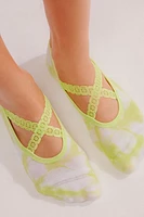 Chloe Lime Tie Dye Grip Socks