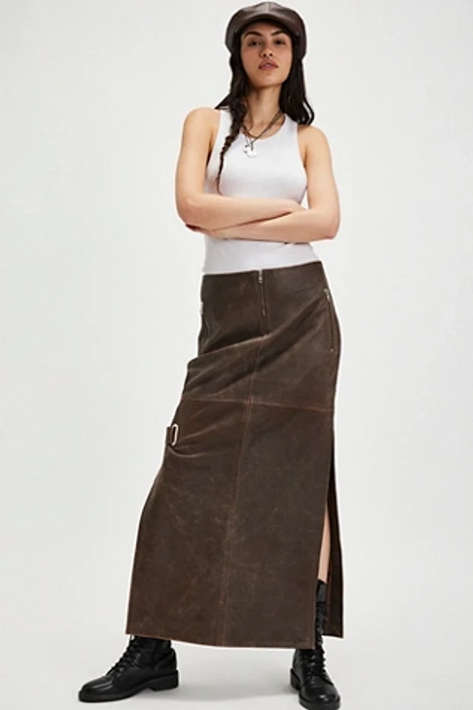 Just Female Ride Leather Skirt