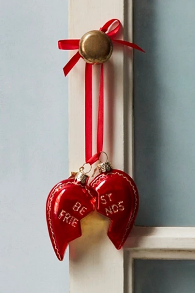 Set Of Best Friends Heart Ornament