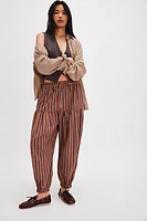 Ellie Striped Pull-On Barrel Pants