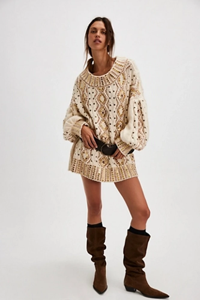 Gilded Cable Embellished Sweater