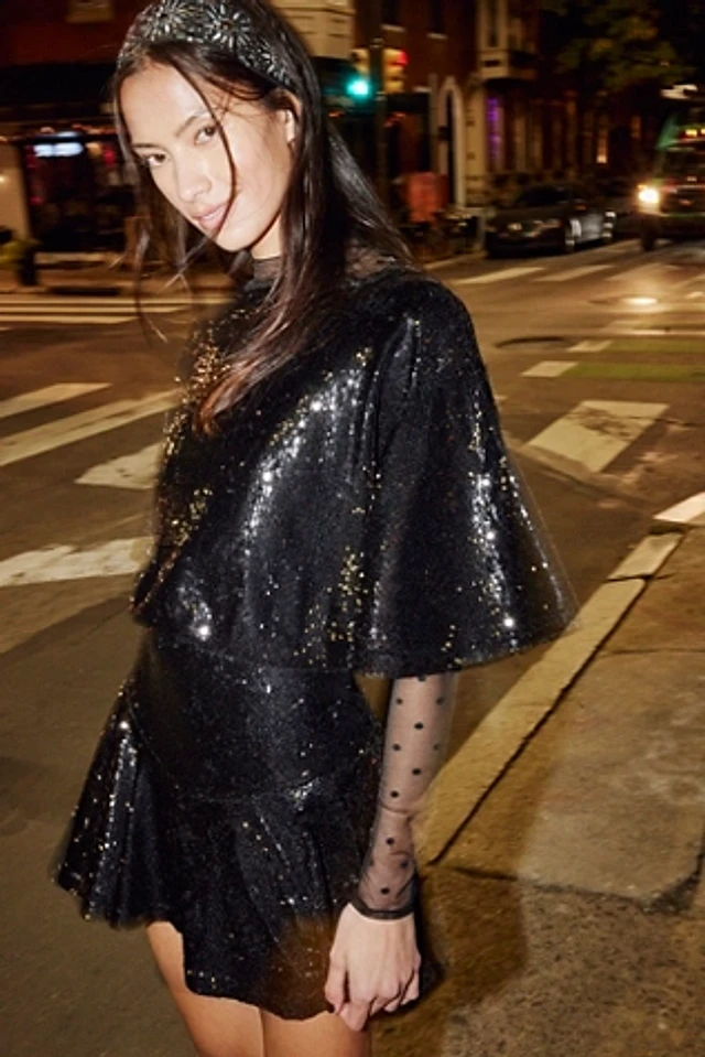 knee length dresses for ladies Free People Dazzle Me Sequin Jacquard Mini Dress main image 1