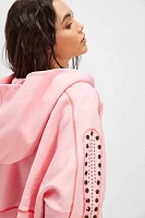 Candy Coral Studded Cropped Hoodie