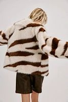 Fiona Zebra Faux Fur Coat