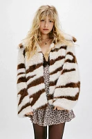 Fiona Zebra Faux Fur Coat