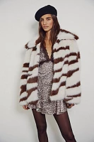 Fiona Zebra Faux Fur Coat