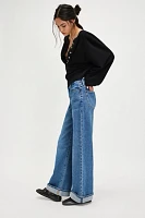 Outland Denim Mia Cuffed Mid-Rise Wide Jeans