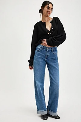 Outland Denim Mia Cuffed Mid-Rise Wide Jeans