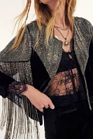 Llani Donna Velvet Fringe Jacket