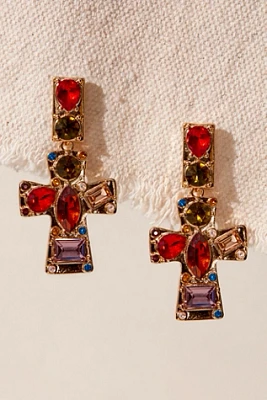 Magdelena Cross Charm Dangle Earrings