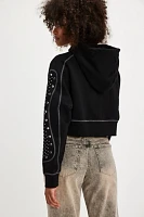 OneTeaspoon Heart Studded Cropped Hoodie