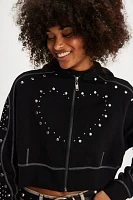 OneTeaspoon Heart Studded Cropped Hoodie