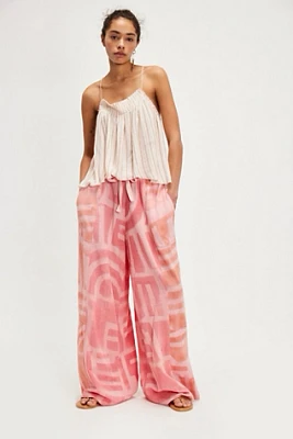 OneTeaspoon Moai Hand-Painted Palazzo Pants