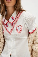 Kinga Csilla Minnie Embroidered Heart Blouse