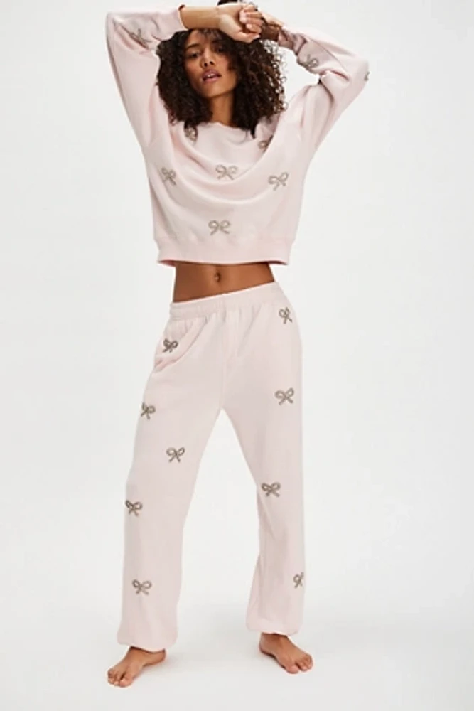 LoveShackFancy Lillia Embellished Sweatpants