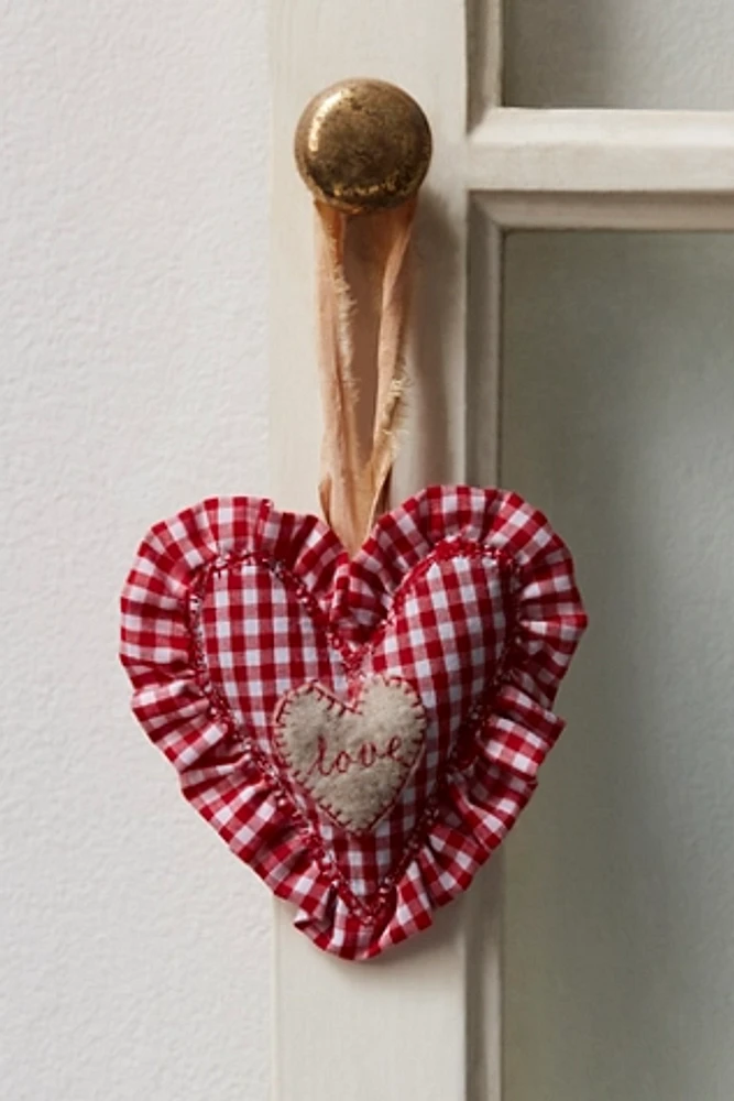 Gracie Gingham Heart Ornament