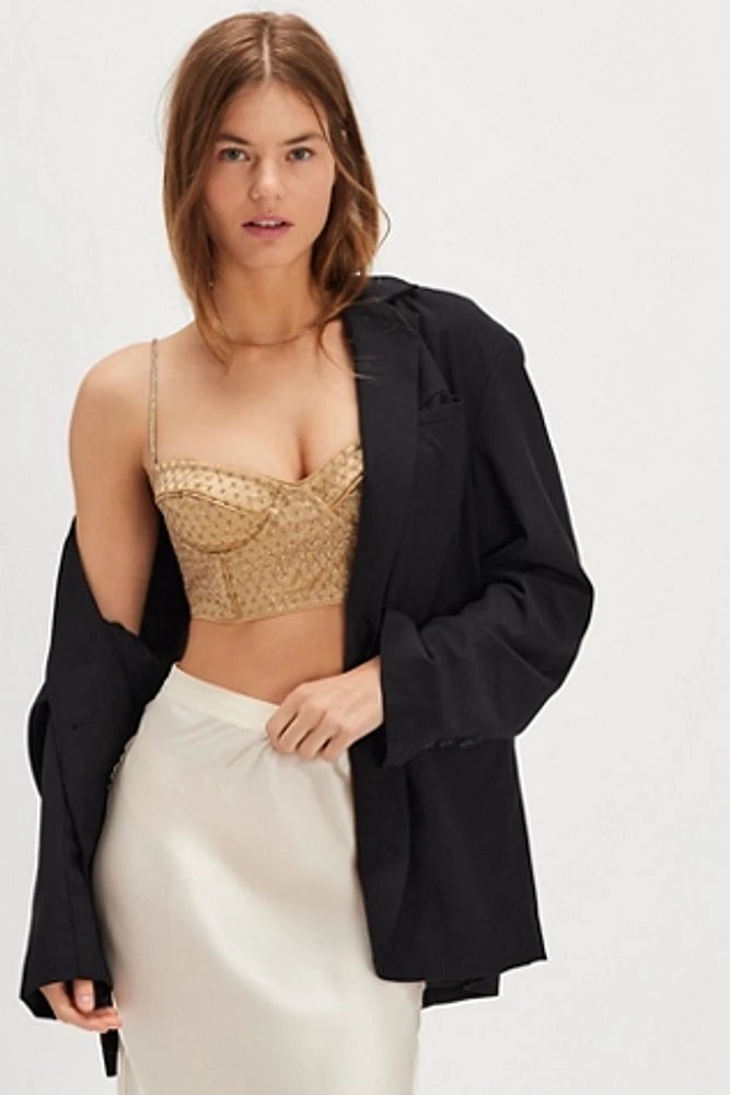 For Love & Lemons Glitter Grid Bustier Top