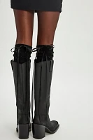 Ribbon Rear Lace Up Knee-High Socks