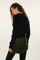 For Love & Lemons Martini Olive Velvet Mini Skirt