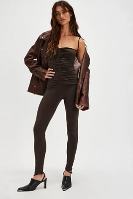 Norma Kamali Strapless Shirred Catsuit