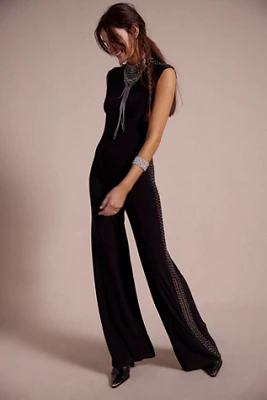 Norma Kamali Gunmetal Stud Sleeveless Jumpsuit