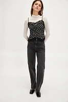 Anna Sui Polka Dot Ruched Lace Cami