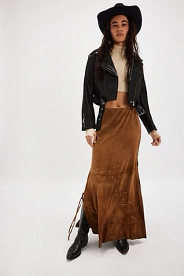 Nigel Preston Hand-Painted Suede Maxi Skirt