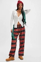 Preppy Plaid Pull-On Trousers