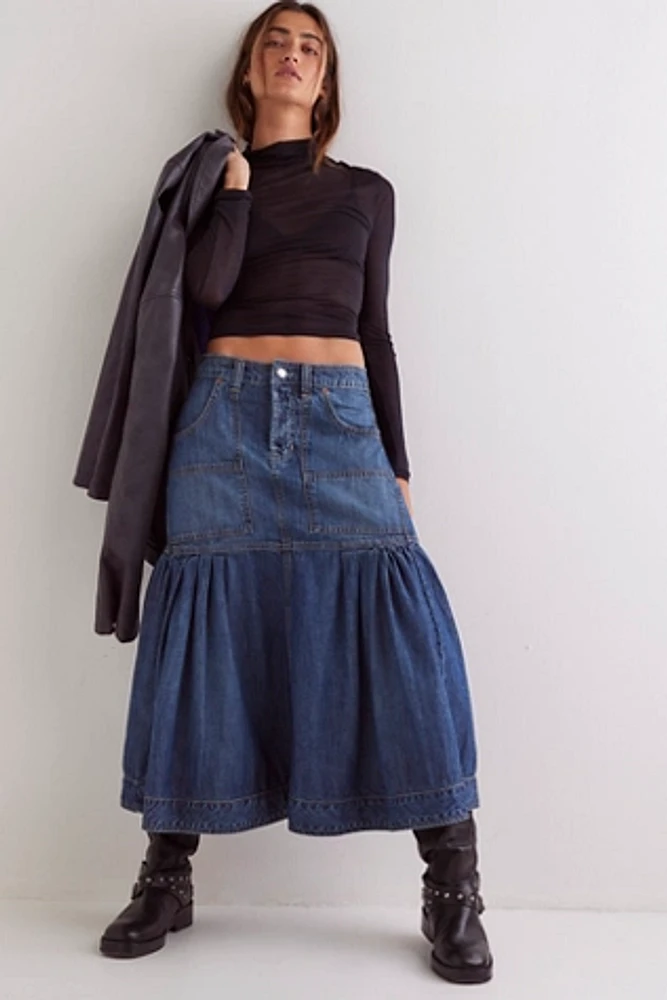 We The Free Now And Then Denim Midi Skirt